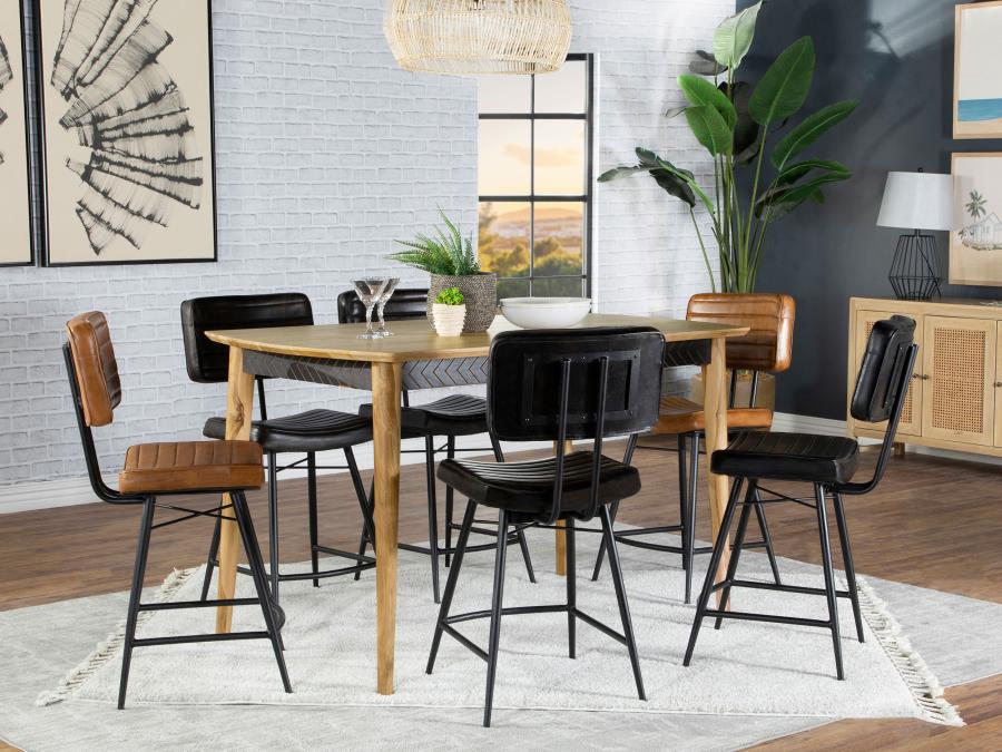 Partridge 7-piece Counter Dining Set Espresso and Camel (image for) Partridge 7-piece Counter Dining Set Espresso and Camel