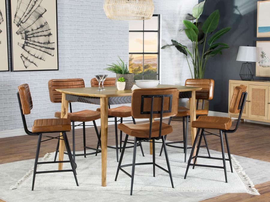 Partridge 7-piece Counter Dining Set Sheesham and Camel (image for) Partridge 7-piece Counter Dining Set Sheesham and Camel