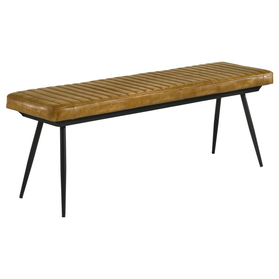 Misty Leather Upholstered Dining Bench Antique Camel (image for) Misty Leather Upholstered Dining Bench Antique Camel