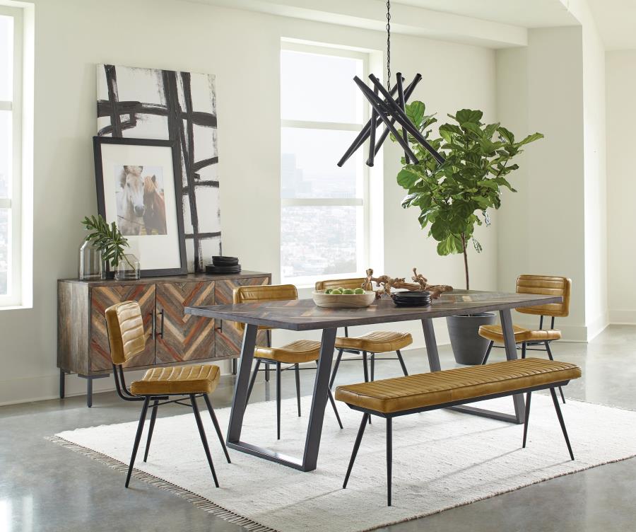 Misty 6-piece Rectangular Dining Set Sheesham and Camel (image for) Misty 6-piece Rectangular Dining Set Sheesham and Camel