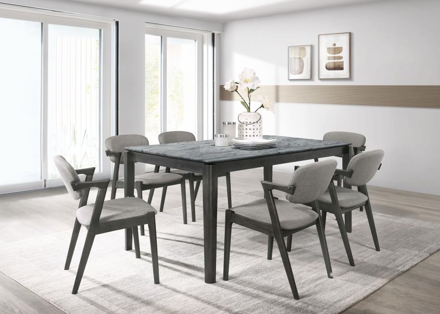 Stevie 7-piece Rectangular Dining Table Set Grey and Black (image for) Stevie 7-piece Rectangular Dining Table Set Grey and Black