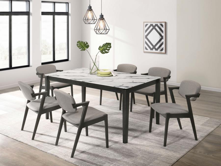 Stevie 7-piece Rectangular Dining Table Set White and Black (image for) Stevie 7-piece Rectangular Dining Table Set White and Black