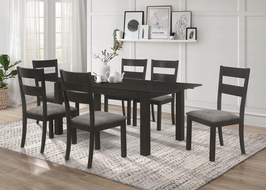 Jakob 7-piece Rectangular Extension Leaf Dining Set Black (image for) Jakob 7-piece Rectangular Extension Leaf Dining Set Black