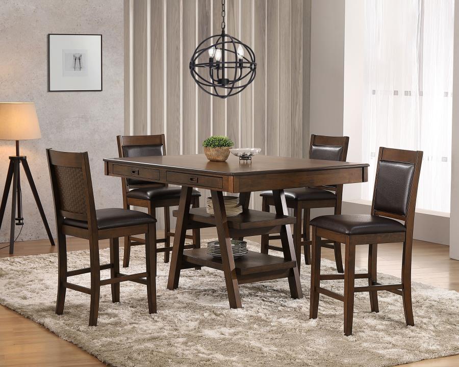 Dewey 5-piece Rectangular Dining Table Set Walnut (image for) Dewey 5-piece Rectangular Dining Table Set Walnut