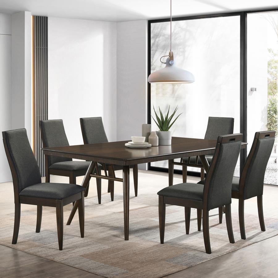 Wes 7-piece Rectangular Dining Table Set Dark Walnut (image for) Wes 7-piece Rectangular Dining Table Set Dark Walnut