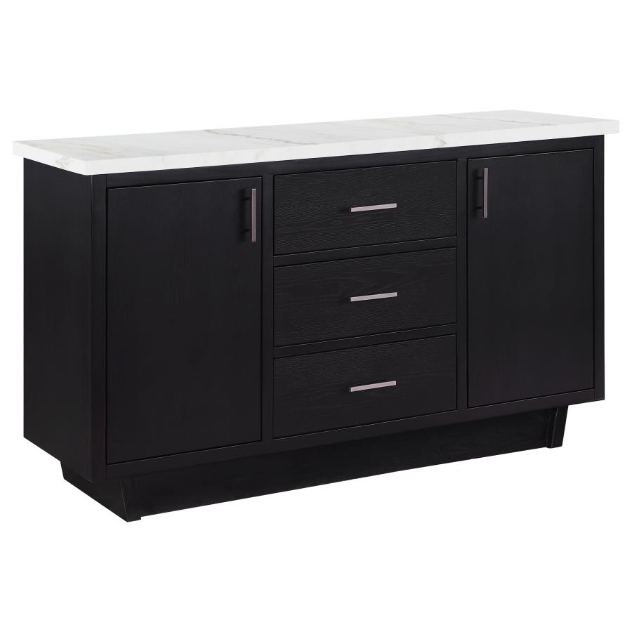 Sherry 3-drawer Marble Top Sideboard Buffet Rustic Espresso (image for) Sherry 3-drawer Marble Top Sideboard Buffet Rustic Espresso
