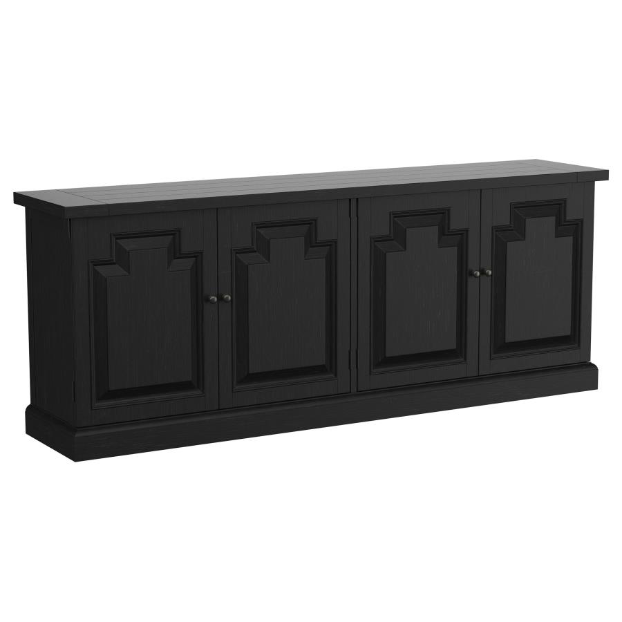 Florence 4-door Dining Sideboard Buffet Distressed Black (image for) Florence 4-door Dining Sideboard Buffet Distressed Black