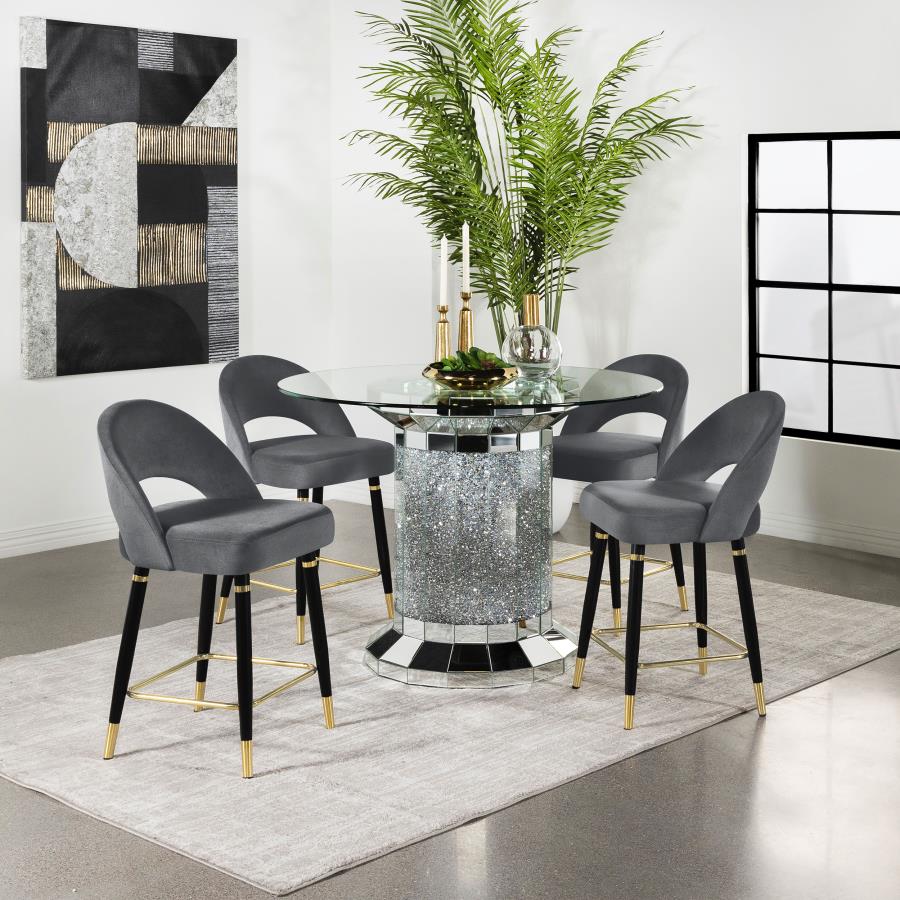 Ellie 5-piece Mirrored Counter Height Dining Table Set Grey (image for) Ellie 5-piece Mirrored Counter Height Dining Table Set Grey