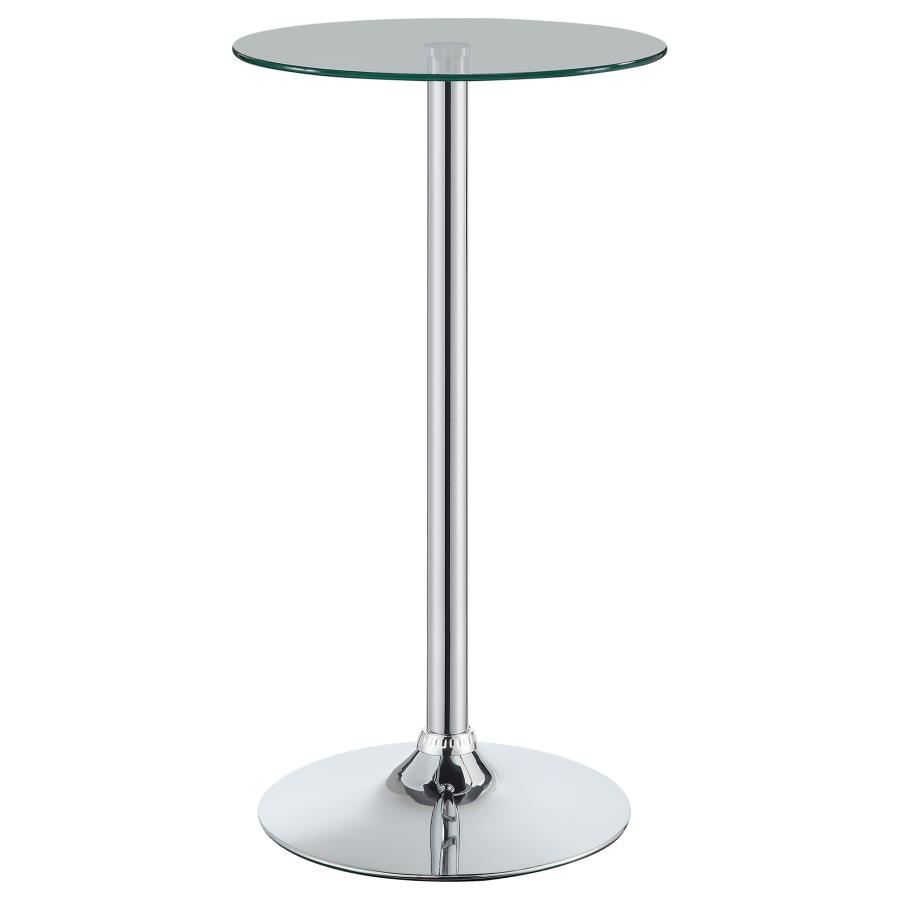 Abiline Round 24-inch Glass Top Bistro Bar Table Chrome (image for) Abiline Round 24-inch Glass Top Bistro Bar Table Chrome