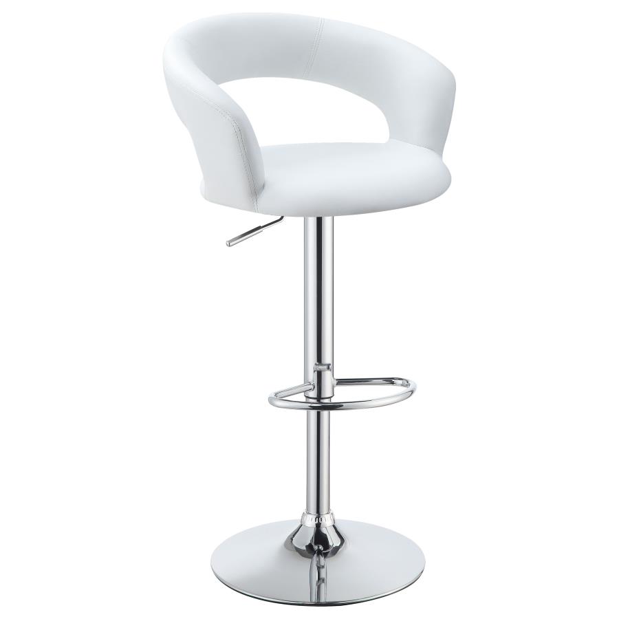 Barraza 29" Adjustable Height Bar Stool White and Chrome (image for) Barraza 29" Adjustable Height Bar Stool White and Chrome