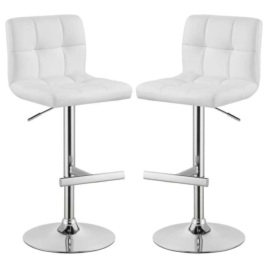 Lenny Upholstered Adjustable Bar Stool White (Set of 2) (image for) Lenny Upholstered Adjustable Bar Stool White (Set of 2)