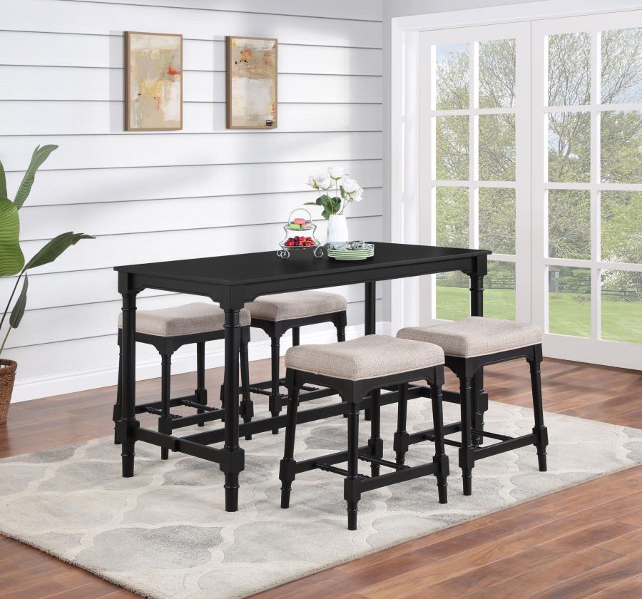 Martina 5-piece Rectangular Counter Height Dining Set Black (image for) Martina 5-piece Rectangular Counter Height Dining Set Black