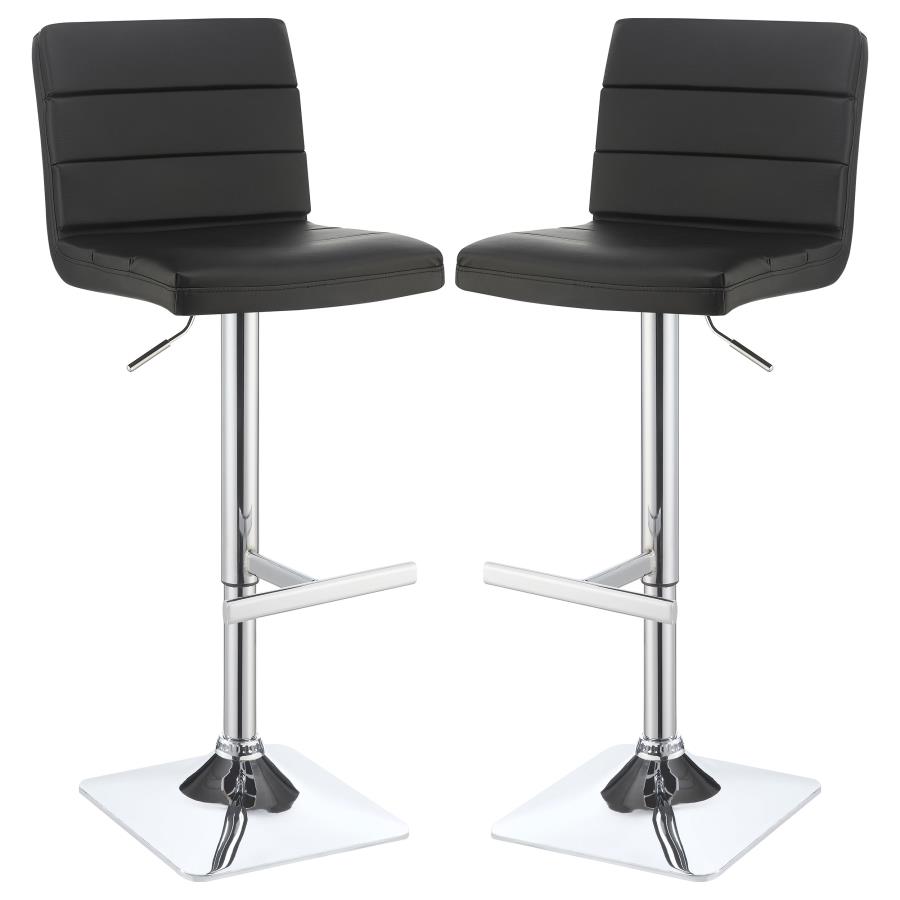 Bianca Upholstered Adjustable Bar Stool Black (Set of 2) (image for) Bianca Upholstered Adjustable Bar Stool Black (Set of 2)