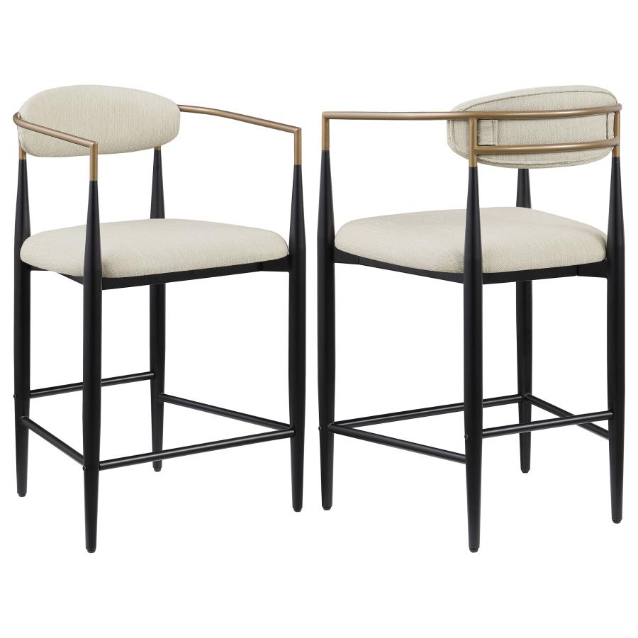 Tina Fabric Upholstered Counter Chair Beige (Set of 2) (image for) Tina Fabric Upholstered Counter Chair Beige (Set of 2)