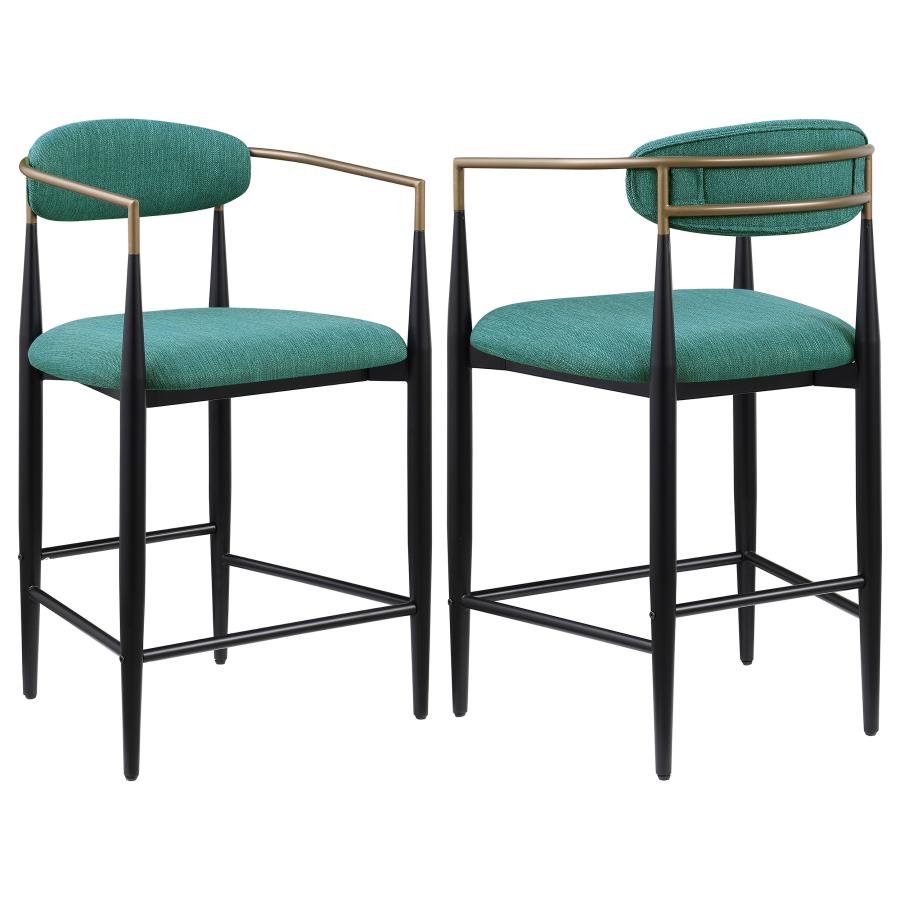 Tina Fabric Upholstered Counter Chair Green (Set of 2) (image for) Tina Fabric Upholstered Counter Chair Green (Set of 2)