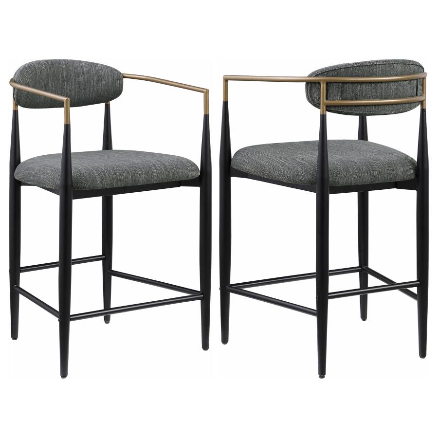 Tina Fabric Upholstered Counter Chair Dark Grey (Set of 2) (image for) Tina Fabric Upholstered Counter Chair Dark Grey (Set of 2)