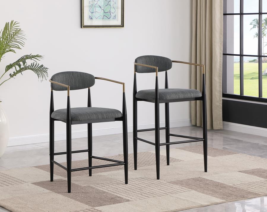 Modal Additional Images for Tina Fabric Upholstered Bar Chair Dark Grey (Set of 2)