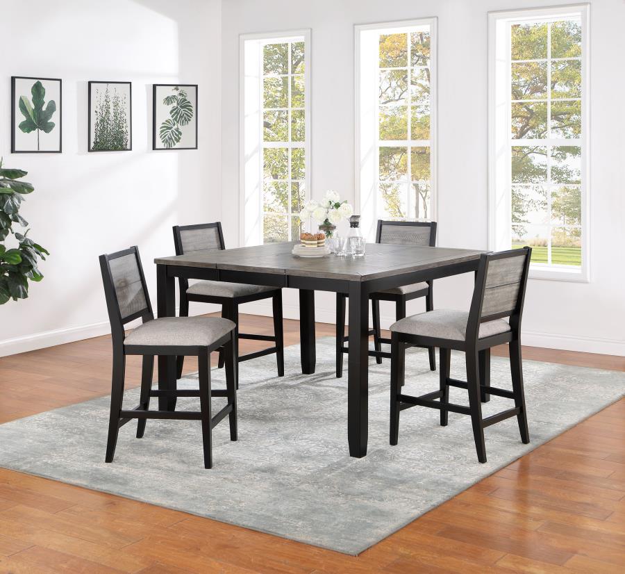 Elodie 5-piece Extension Leaf Counter Dining Set Black (image for) Elodie 5-piece Extension Leaf Counter Dining Set Black