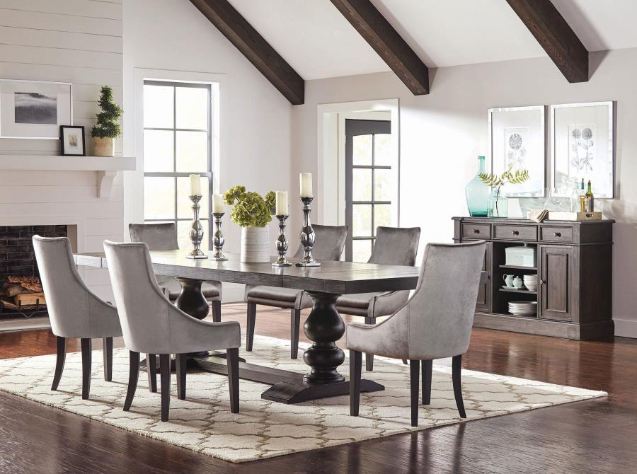 Phelps 7-piece Rectangular Dining Table Set Distressed Noir (image for) Phelps 7-piece Rectangular Dining Table Set Distressed Noir