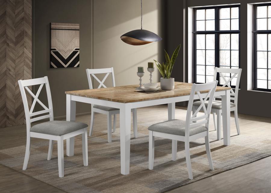 Hollis 5-piece Rectangular Dining Table Set Brown and White (image for) Hollis 5-piece Rectangular Dining Table Set Brown and White