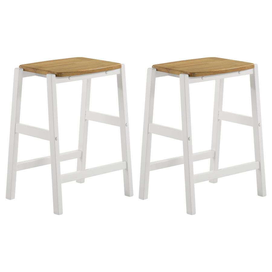 Edgeworth Wood Backless Counter Stool White (Set of 2) (image for) Edgeworth Wood Backless Counter Stool White (Set of 2)