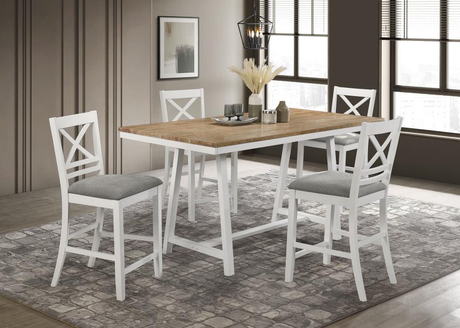 Hollis 5-piece Counter Height Dining Set Brown and White (image for) Hollis 5-piece Counter Height Dining Set Brown and White