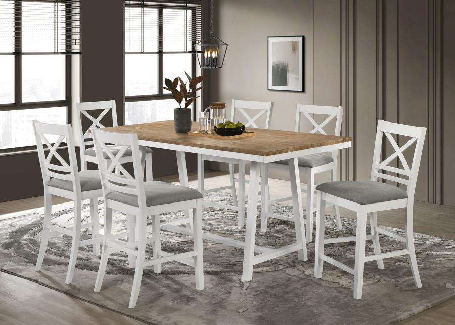 Hollis 7-piece Counter Height Dining Set Brown and White (image for) Hollis 7-piece Counter Height Dining Set Brown and White