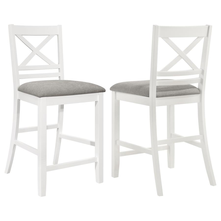 Hollis Wood Counter Chair with Cushion White (Set of 2) (image for) Hollis Wood Counter Chair with Cushion White (Set of 2)