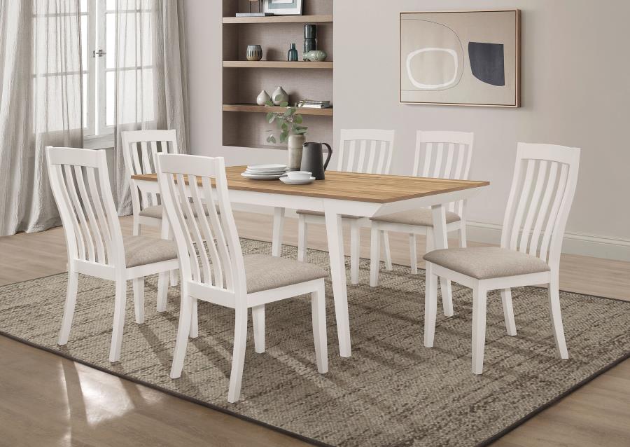Nogales 7-piece Rectangular Dining Table Set Off White (image for) Nogales 7-piece Rectangular Dining Table Set Off White