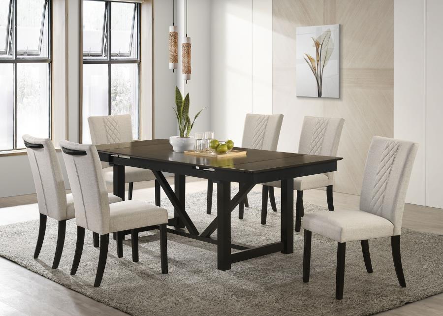 Malia 7-piece Refractory Extension Leaf Dining Table Set Oak (image for) Malia 7-piece Refractory Extension Leaf Dining Table Set Oak