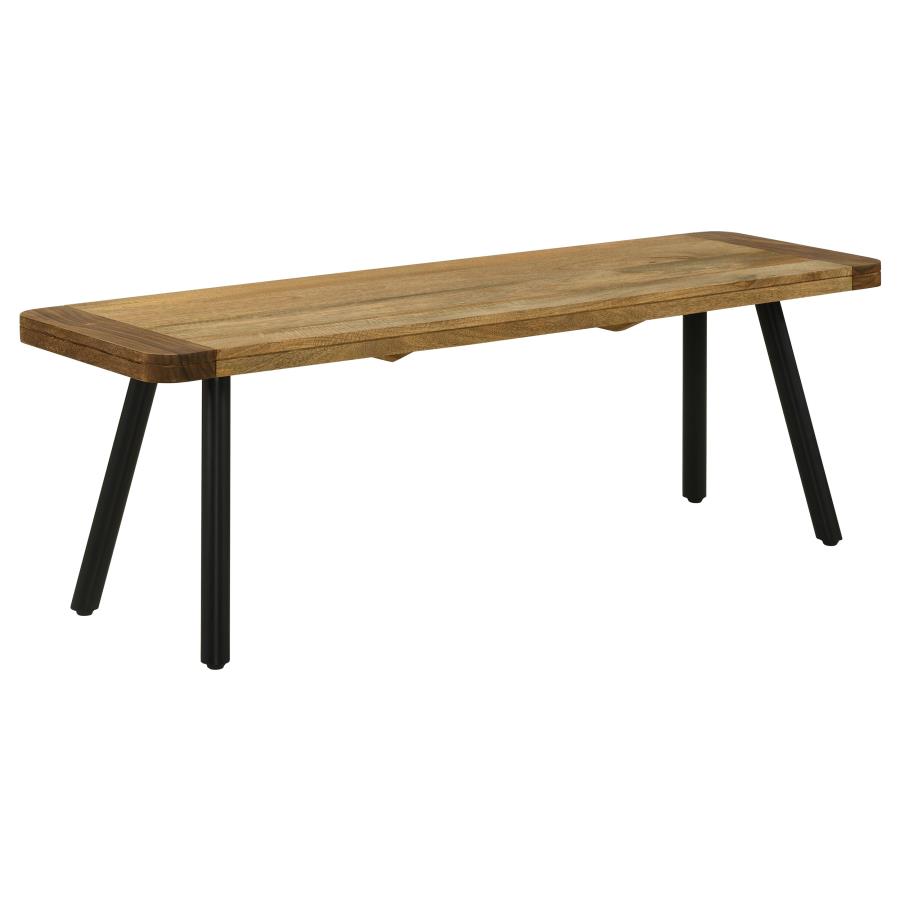 Maverick Wood Dining Bench Natural Mango and Black (image for) Maverick Wood Dining Bench Natural Mango and Black
