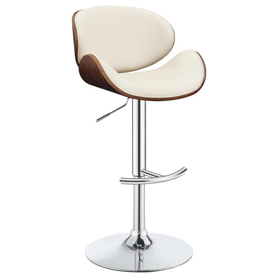 Harris Adjustable Bar Stool Ecru and Chrome (image for) Harris Adjustable Bar Stool Ecru and Chrome