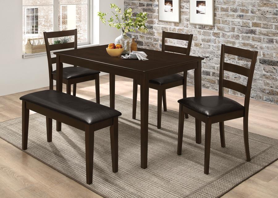 Guillen 5-piece Rectangular Dining Table Set Cappuccino (image for) Guillen 5-piece Rectangular Dining Table Set Cappuccino