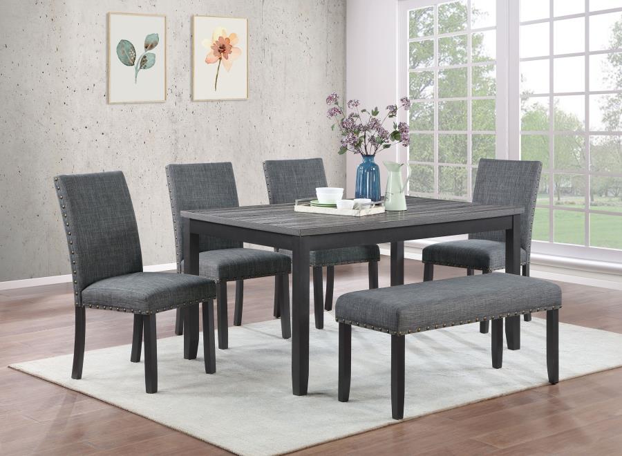 Barlow 6-piece Rectangular Dining Table Set Grey and Black (image for) Barlow 6-piece Rectangular Dining Table Set Grey and Black