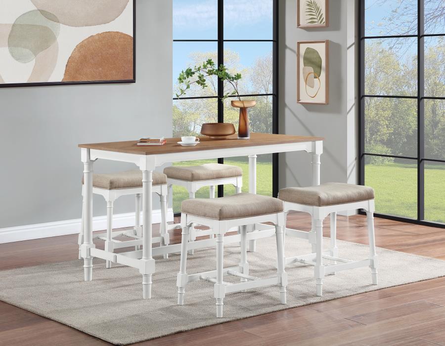 Martina 5-piece Rectangular Counter Height Dining Set White (image for) Martina 5-piece Rectangular Counter Height Dining Set White