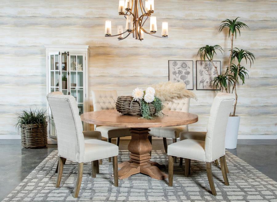 Florence 7-piece Round Dining Table Set Rustic Honey (image for) Florence 7-piece Round Dining Table Set Rustic Honey