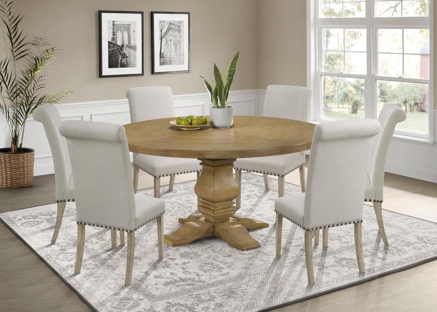 Florence 7-piece Round Dining Table Set Rustic Honey (image for) Florence 7-piece Round Dining Table Set Rustic Honey