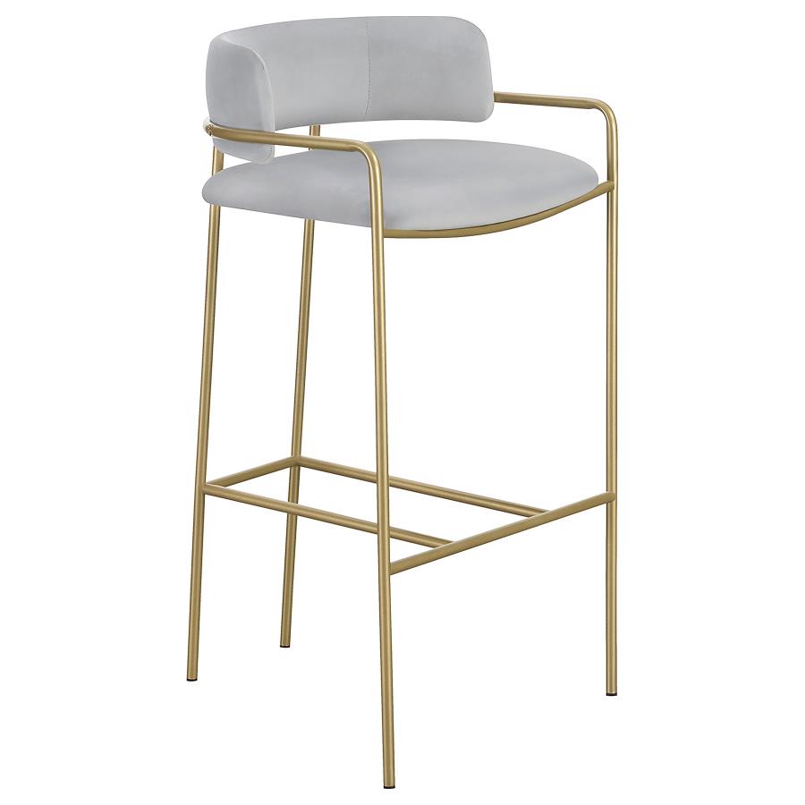 Comstock Upholstered Low Back Stool Grey and Gold (image for) Comstock Upholstered Low Back Stool Grey and Gold