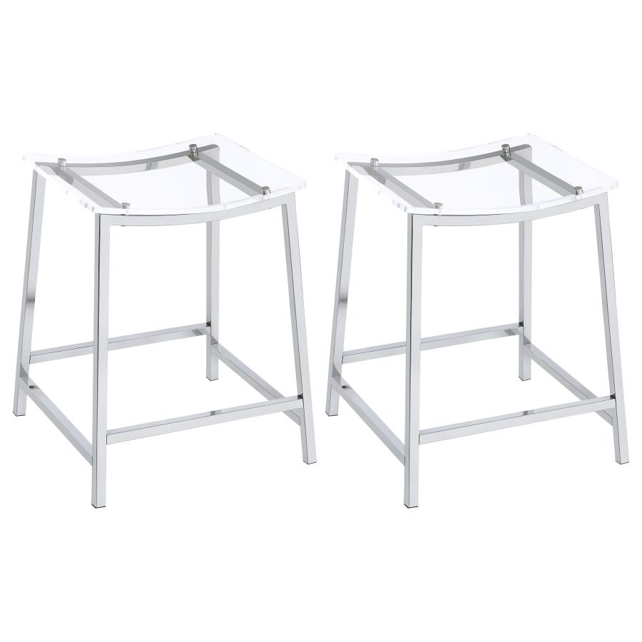 Jovani Acrylic Backless Counter Stool Chrome (Set of 2) (image for) Jovani Acrylic Backless Counter Stool Chrome (Set of 2)