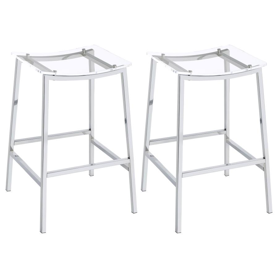 Jovani Acrylic Backless Bar Stool Chrome (Set of 2) (image for) Jovani Acrylic Backless Bar Stool Chrome (Set of 2)
