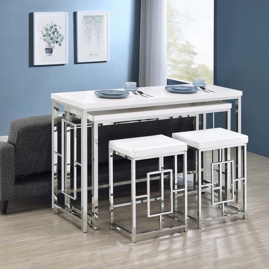 Jackson 4-piece Multipurpose Counter Height Table Set White (image for) Jackson 4-piece Multipurpose Counter Height Table Set White