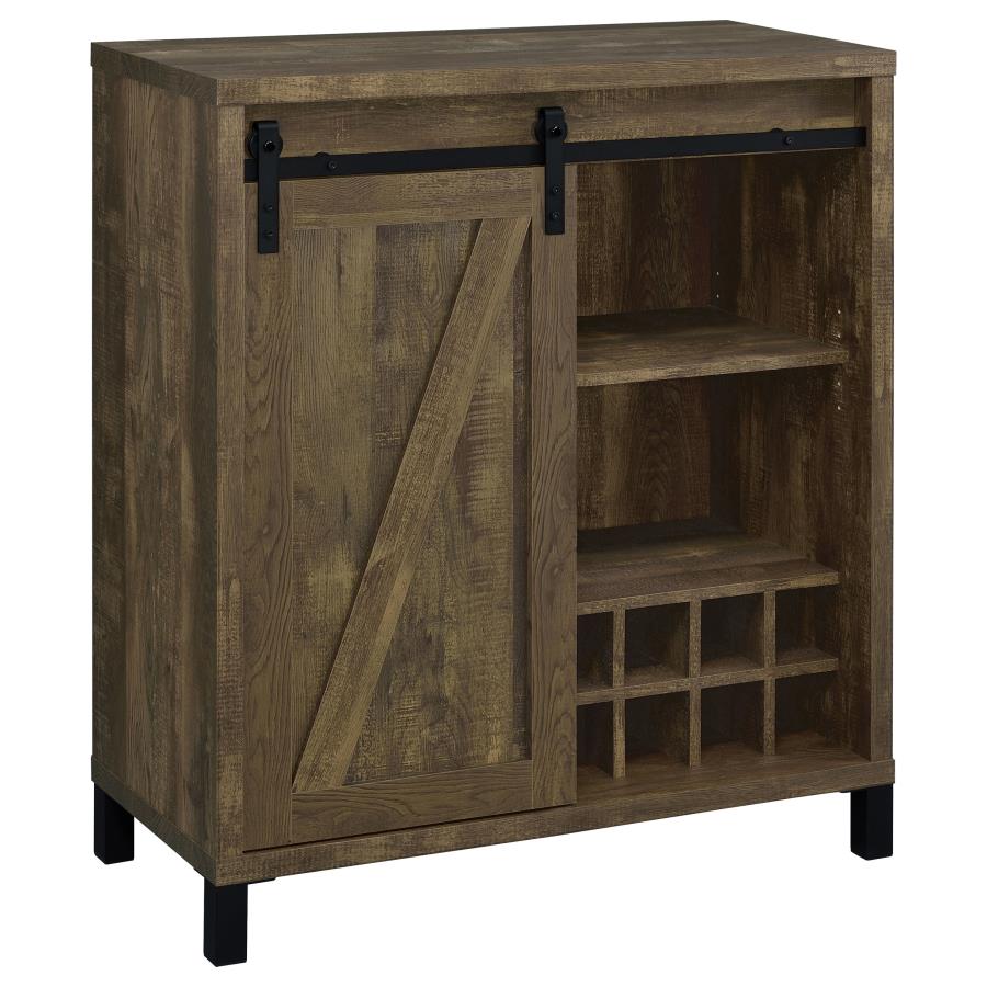 Arlington Sliding Door Home Bar Wine Cabinet Rustic Oak (image for) Arlington Sliding Door Home Bar Wine Cabinet Rustic Oak