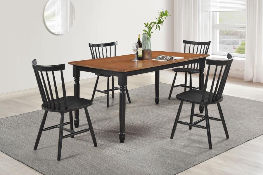 Hollyoak 5-piece Rectangular Dining Set Walnut and Black (image for) Hollyoak 5-piece Rectangular Dining Set Walnut and Black