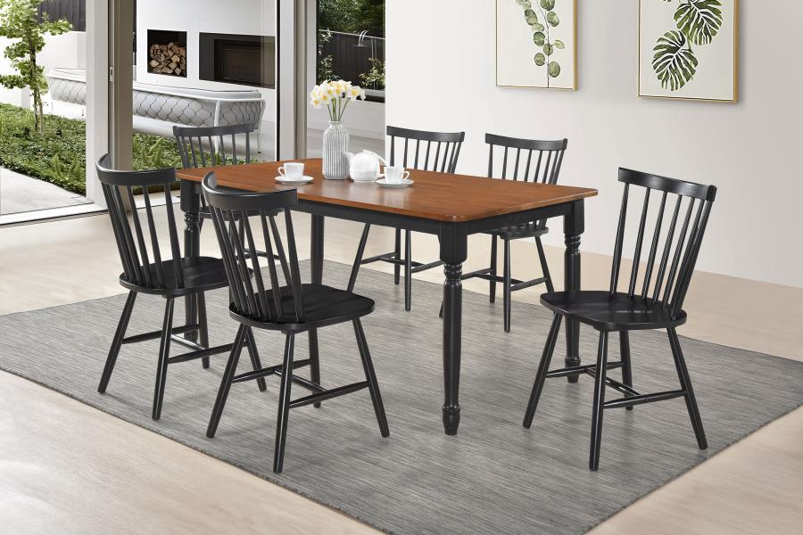 Hollyoak 7-piece Rectangular Dining Set Walnut and Black (image for) Hollyoak 7-piece Rectangular Dining Set Walnut and Black