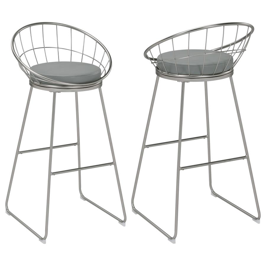 Glenbrook Faux Leather Bar Stool Satin Nickel (Set of 2) (image for) Glenbrook Faux Leather Bar Stool Satin Nickel (Set of 2)
