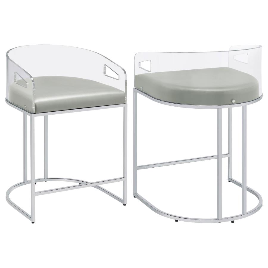 Thermosolis Clear Acrylic Counter Chair Chrome (Set of 2) (image for) Thermosolis Clear Acrylic Counter Chair Chrome (Set of 2)