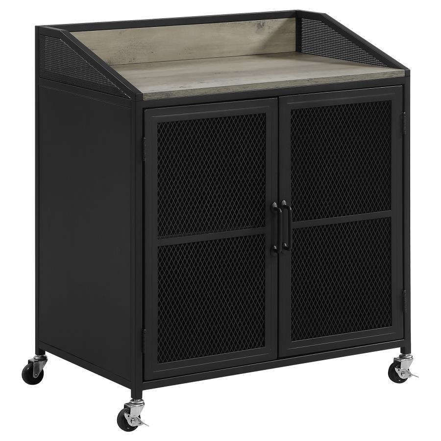 Arlette 2-door Mobile Home Bar Wine Cabinet Sandy Black (image for) Arlette 2-door Mobile Home Bar Wine Cabinet Sandy Black