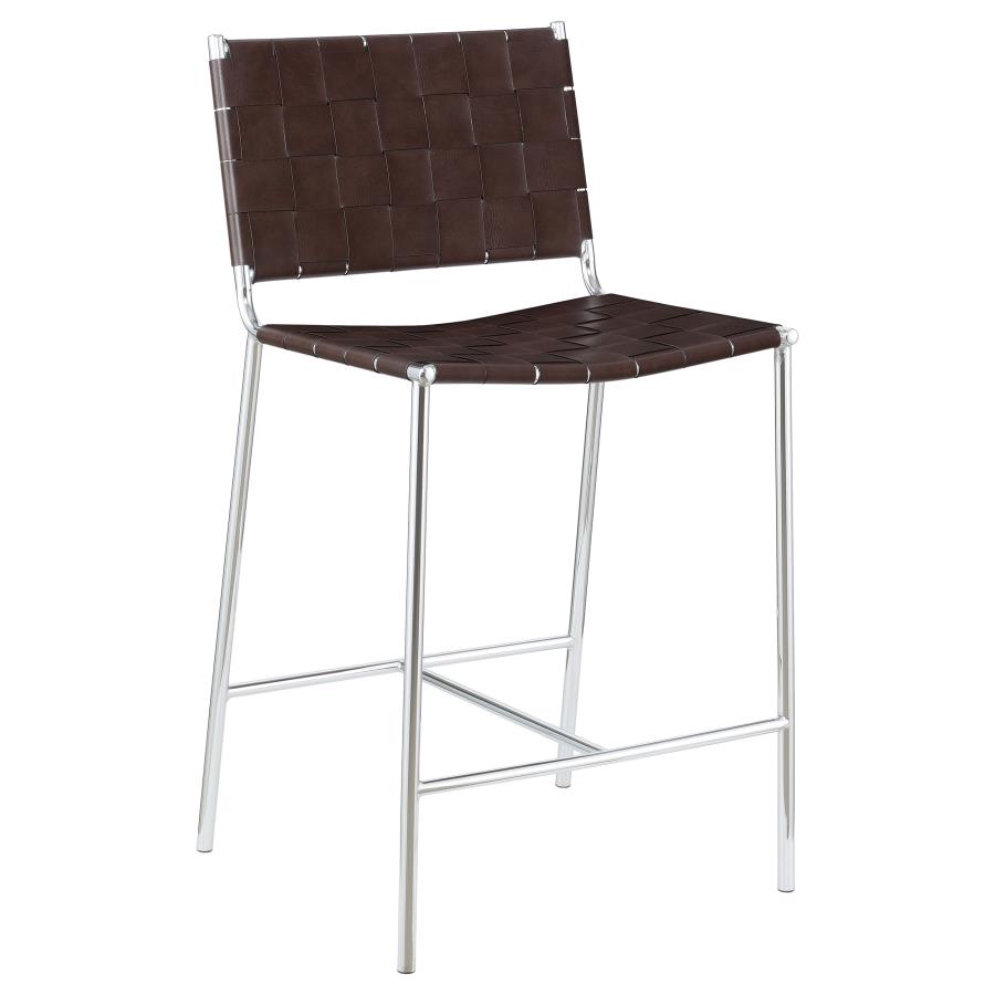 Adelaide Upholstered Counter Height Stool Brown and Chrome (image for) Adelaide Upholstered Counter Height Stool Brown and Chrome