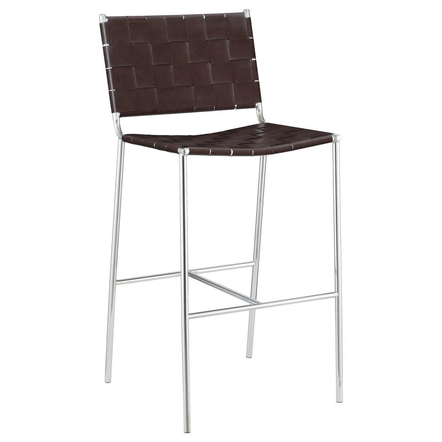 Adelaide Upholstered Pub Height Bar Stool Brown and Chrome (image for) Adelaide Upholstered Pub Height Bar Stool Brown and Chrome