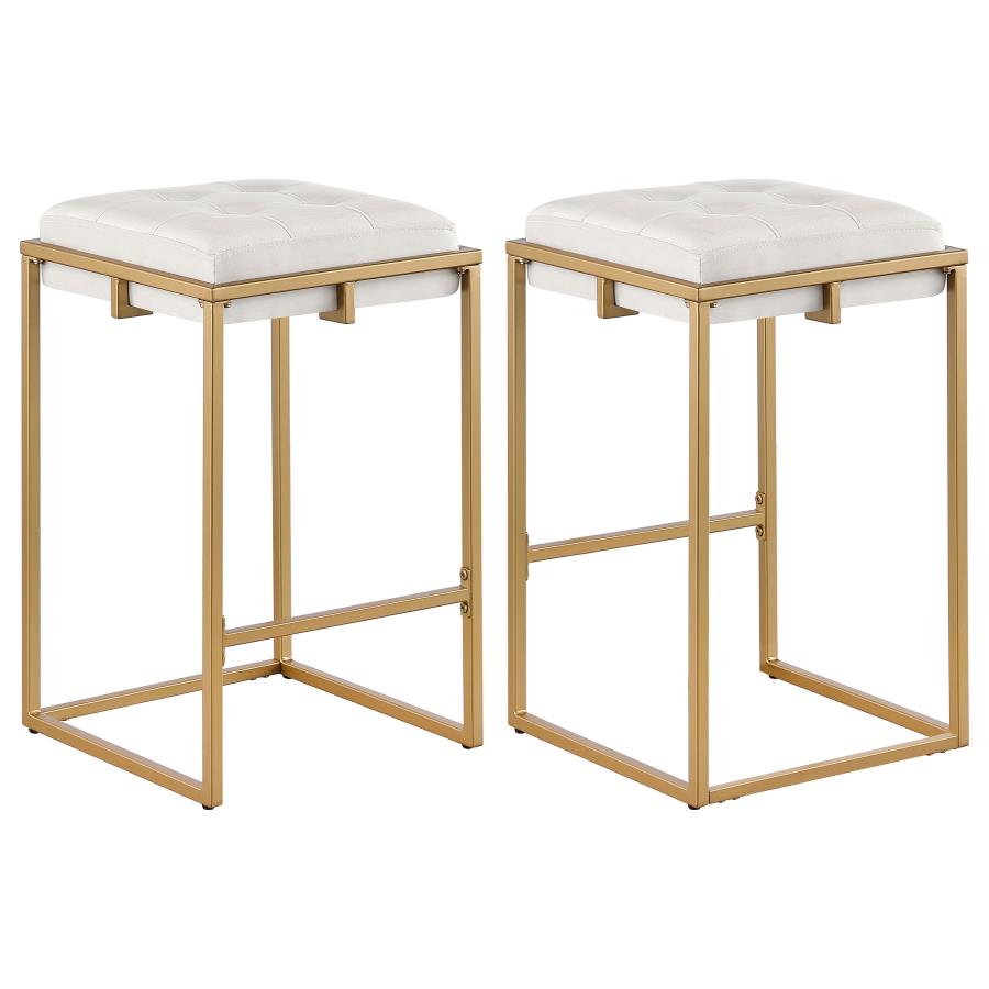 Nadia Upholstered Backless Counter Stool Beige (Set of 2) (image for) Nadia Upholstered Backless Counter Stool Beige (Set of 2)